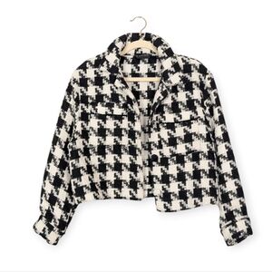 Miou Muse Black & White Houndstooth Button Front Jacket Size S/M